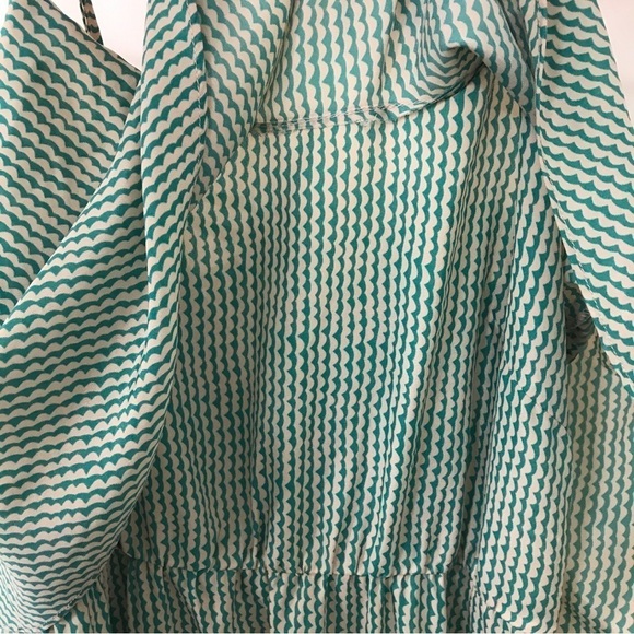 3/$15 Forever 21 green and beige pattern print spaghetti strap maxi flowy dress - Picture 6 of 12